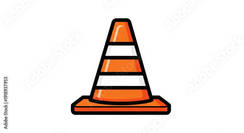 Orange Traffic Cone Illustration Icon.