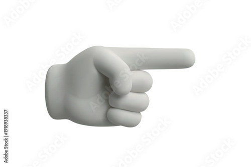 3D White Hand Pointing Forward Gesture