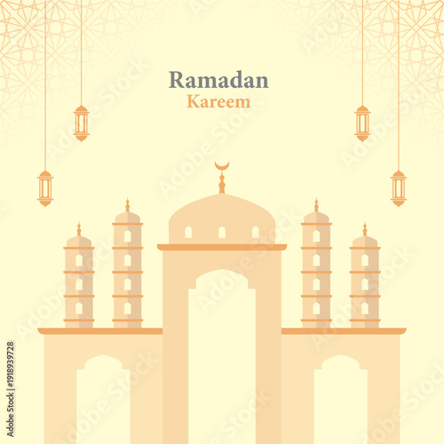 Elegant Ramadan Kareem Mosque Vector Background Template