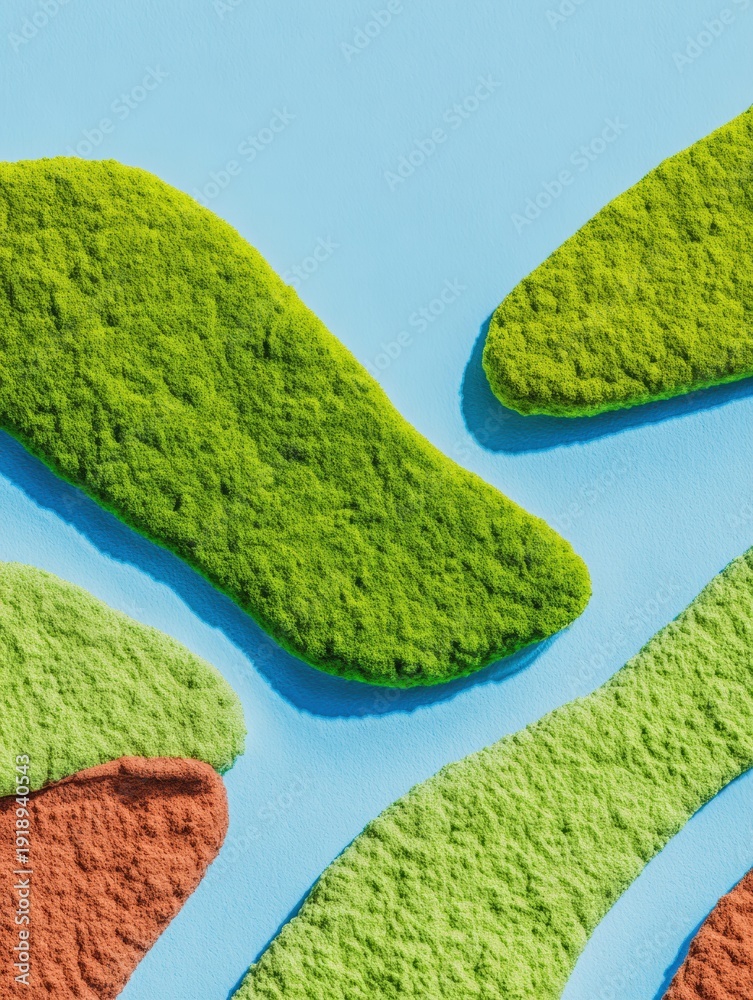 Fototapeta premium Kidney shapes in abstract moss textures for World Kidney Day concepts, medical healthcare diagnostic background illustrating renal health awareness with copy space
