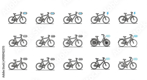 Collection of bicycle illustrations with speech bubbles.
