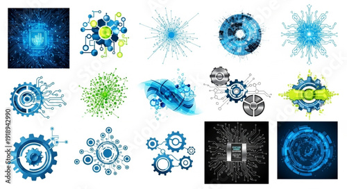 Abstract technology and science digital art collection.
