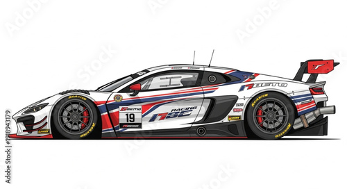 Racing Car Side View Illustration.