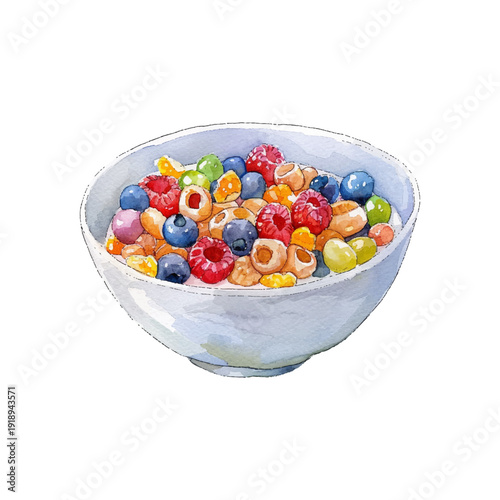 cereal with milk hand drawn vector illustration