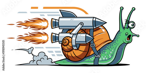 Rocket Snail - Whimsical Vector Illustration