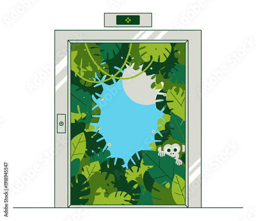 Jungle Elevator - Surreal Vector Illustration