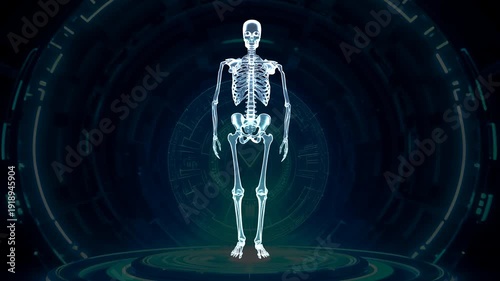 Human Skeletal System Walking Front View Hologram