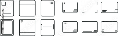 Six distinct line drawings showcase different electronic devices and shapes, ideal for use in modern design projects or digital media. Minimalistic and versatile in appearance.