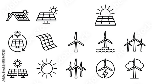 Drone and Aviation Icons: Aerial Photography, Flight Navigation, Remote Control, and Diverse Landscapes