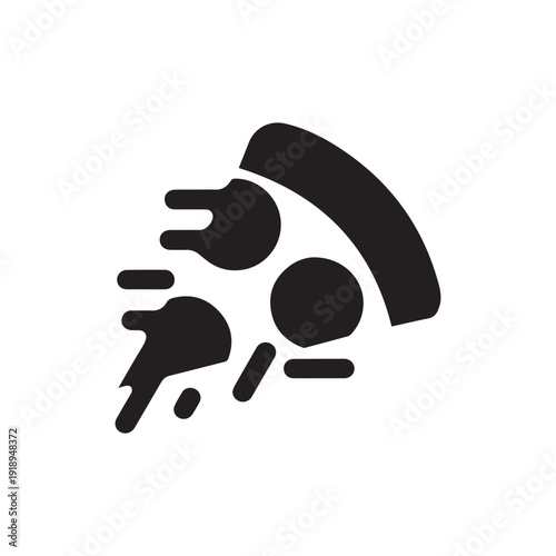  Fast Delivery Pizza Slice Logo Icon with Speed Motion Lines and Pepperoni.