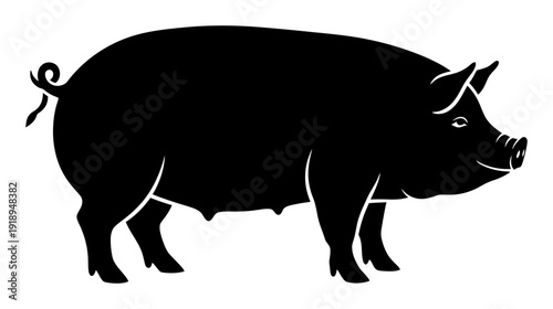 Pig Silhouette - Minimalist Vector Art