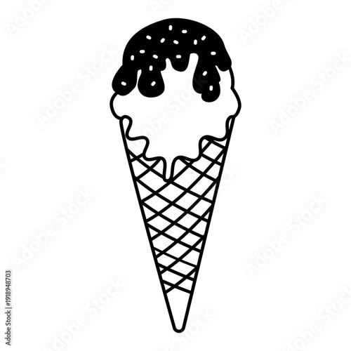 Ice cream vector icon. Waffle cone illustration sign. Ice lolly symbol. Frozen juice logo.