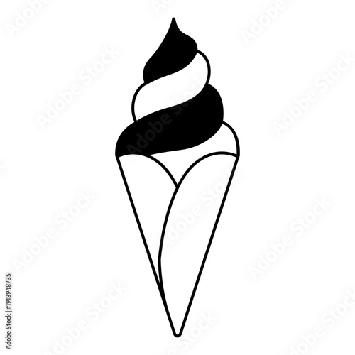 Ice cream vector icon. Waffle cone illustration sign. Ice lolly symbol. Frozen juice logo.