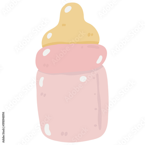 Wallpaper Mural Cute Hand-Drawn Pink Baby Bottle Illustration: Adorable Feeding Graphic for Newborn Baby Shower, Nursery Art, and Infant Care Designs. Torontodigital.ca