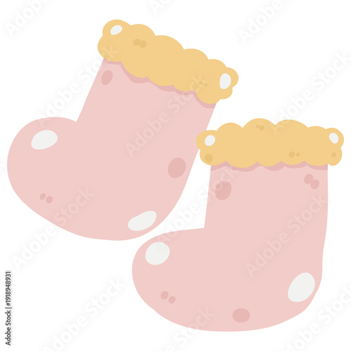 Wallpaper Mural Cute Hand-Drawn Pink Baby Socks Illustration: Adorable Fuzzy Infant Booties for Baby Shower, Newborn Apparel, and Winter Nursery Decor. Torontodigital.ca