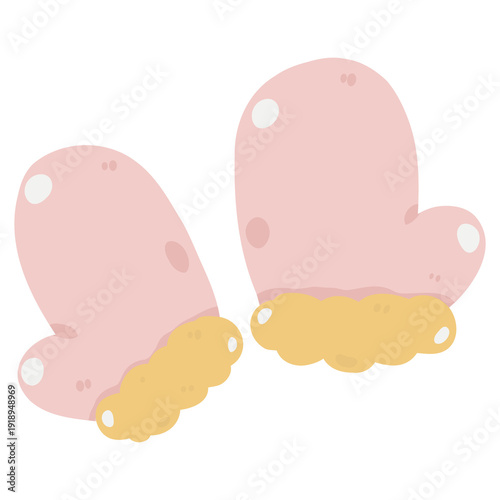Wallpaper Mural Cute Hand-Drawn Pink Baby Mittens Illustration: Adorable Newborn Winter Gloves for Baby Shower, Nursery Art, and Infant Apparel Designs. Torontodigital.ca