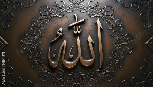 3D Metallic Arabic Script Symbolizing Blessing