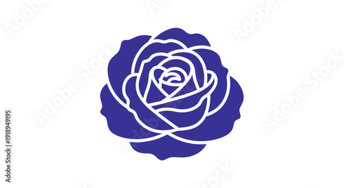 Simple blue rose icon with white outline on white background.