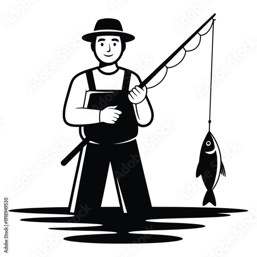 fisherman with fishing rod