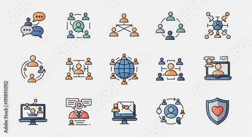 Collection of social network and communication icons.