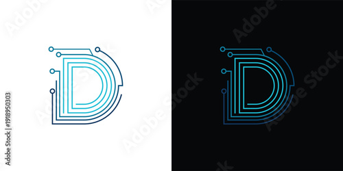 The letter 'D' with a touch of modern, minimalist digital elements