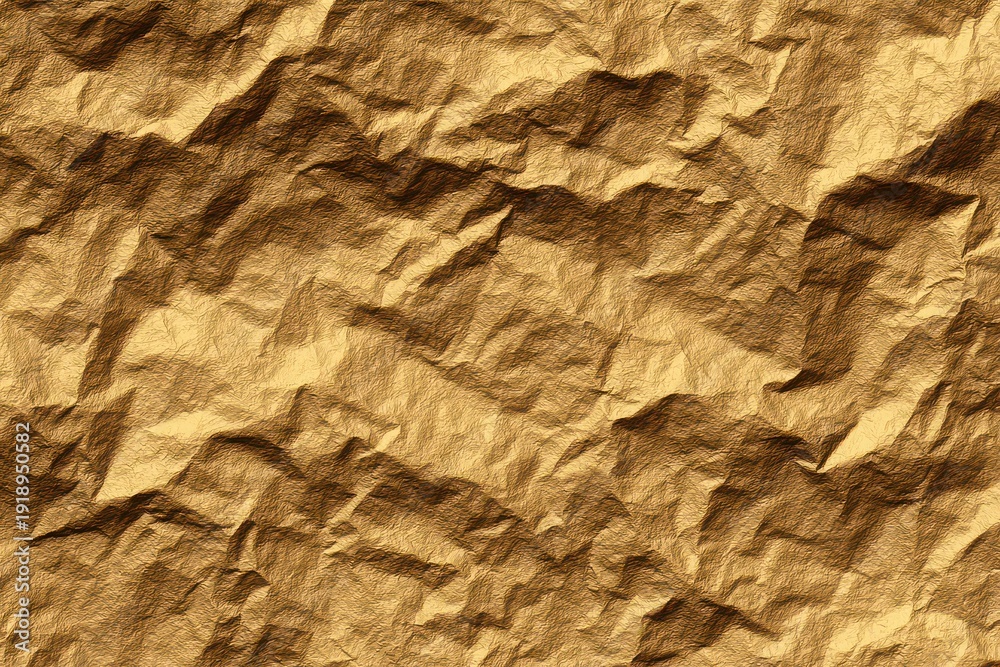 Fototapeta premium Texture Rich Abstract Crumpled Paper Surface with Brown and Beige Tones Showing Folds Creases Shadow and Subtle Highlights in a Rough Pattern