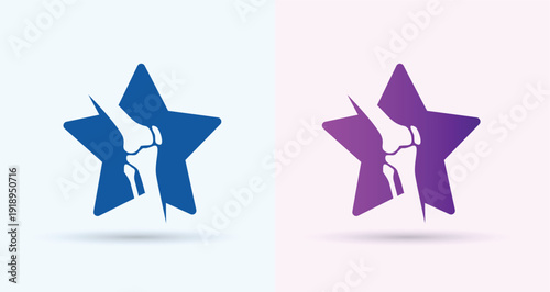    Star knee joint orthopedic logo premium quality award clinic health bone icon
