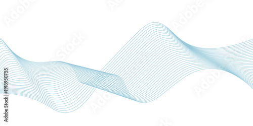 Abstract horizontal glowing blue line wave background