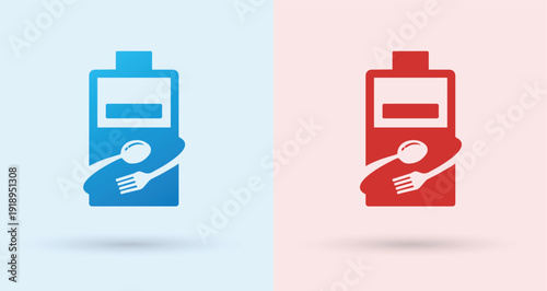    Battery Spoon Fork Food Energy Logo For Restaurant Brand Identity Modern Minimal Design Template Icon

