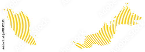 Yellow Circle Lines Malaysia Map Asian Country