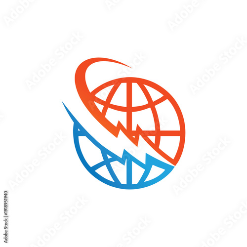    Globe Lightning Power Swoosh Logo Global Energy Technology World Network Business Brand Icon
