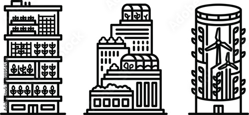 Vertical urban farm building line icon vector illustration
