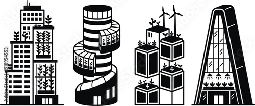 Vertical urban farm building line icon vector illustration