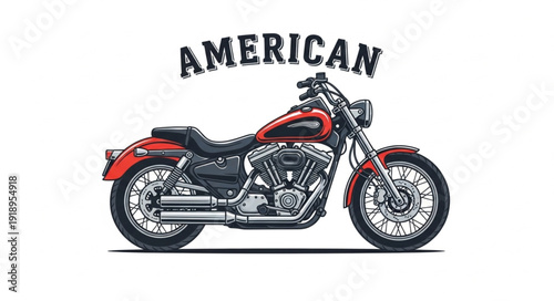Red and Black Motorcycle Illustration.