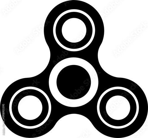 Fidget spinner toy black silhouette icon logo vector illustration isolated on white background.
