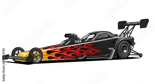 Racing Dragster with Flame Design.