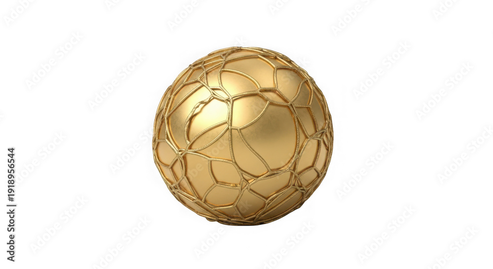 Fototapeta premium A shiny gold soccer ball on transparent background