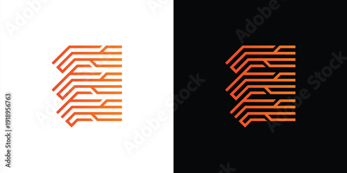 The letter 'E' logo is formed from digital circuit lines on a white or black background. It represents electronics, engineering, energy, efficiency, and the digital age.