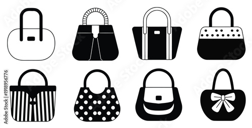  set of black and white handbags with bows