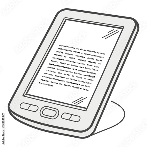E-Reader Displaying Digital Text on a Stand, Symbolizing Modern Reading, Technology, and the Evolution of Literature Access