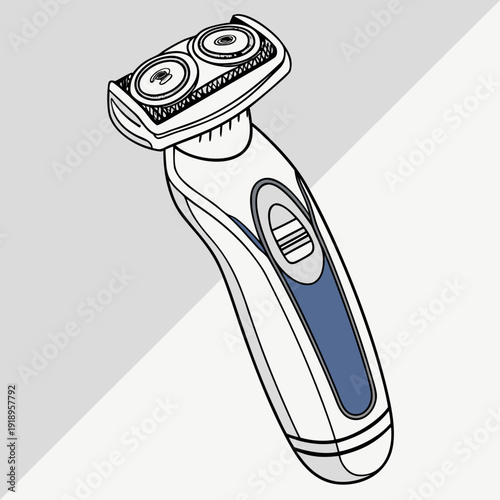 Elegant electric razor for women, featuring a white and blue design with a dual-blade shaving head for smooth results.