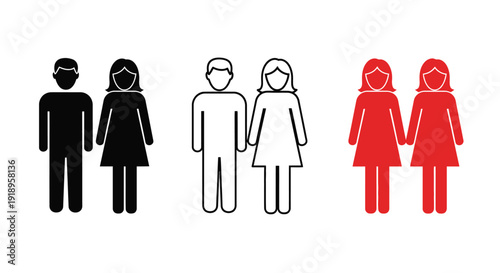 Pictograms depicting diverse pairs of people with varying colors