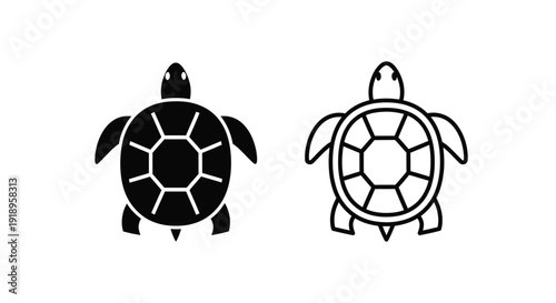Two black turtle icons one side view and one top view