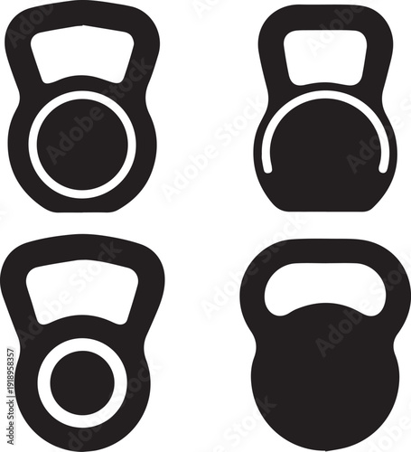 Kettlebell Silhouette Vector Icon, Kettlebell Silhouettes