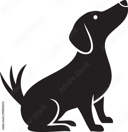 Dachshund dog sitting silhouette vector icon