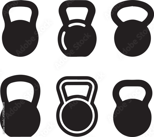 Kettlebell Silhouette Vector Icon, Kettlebell Silhouettes