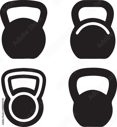 Kettlebell Silhouette Vector Icon, Kettlebell Silhouettes