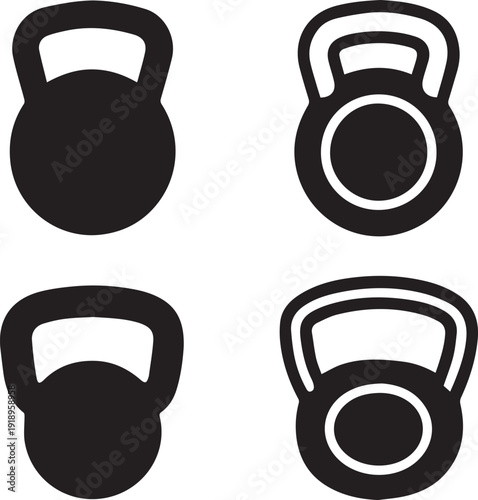 Kettlebell Silhouette Vector Icon, Kettlebell Silhouettes