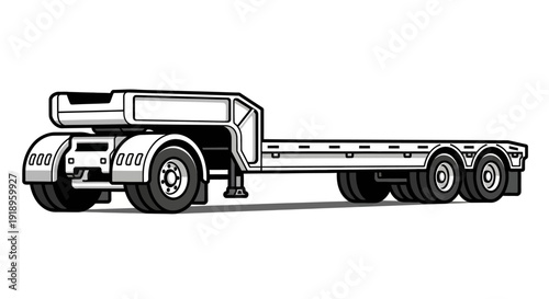 Semi Truck Flatbed Trailer Vector Illustration