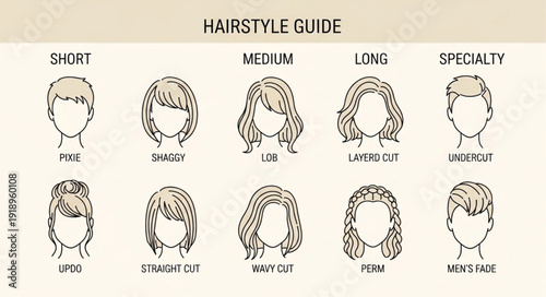 Hairstyle Guide Showing Different Hair Lengths and Styles.